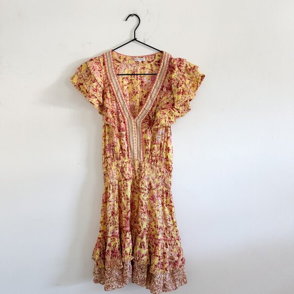 Poupette St. Barth Orange Pink Camila Mini Dress S - Picture 2 of 7